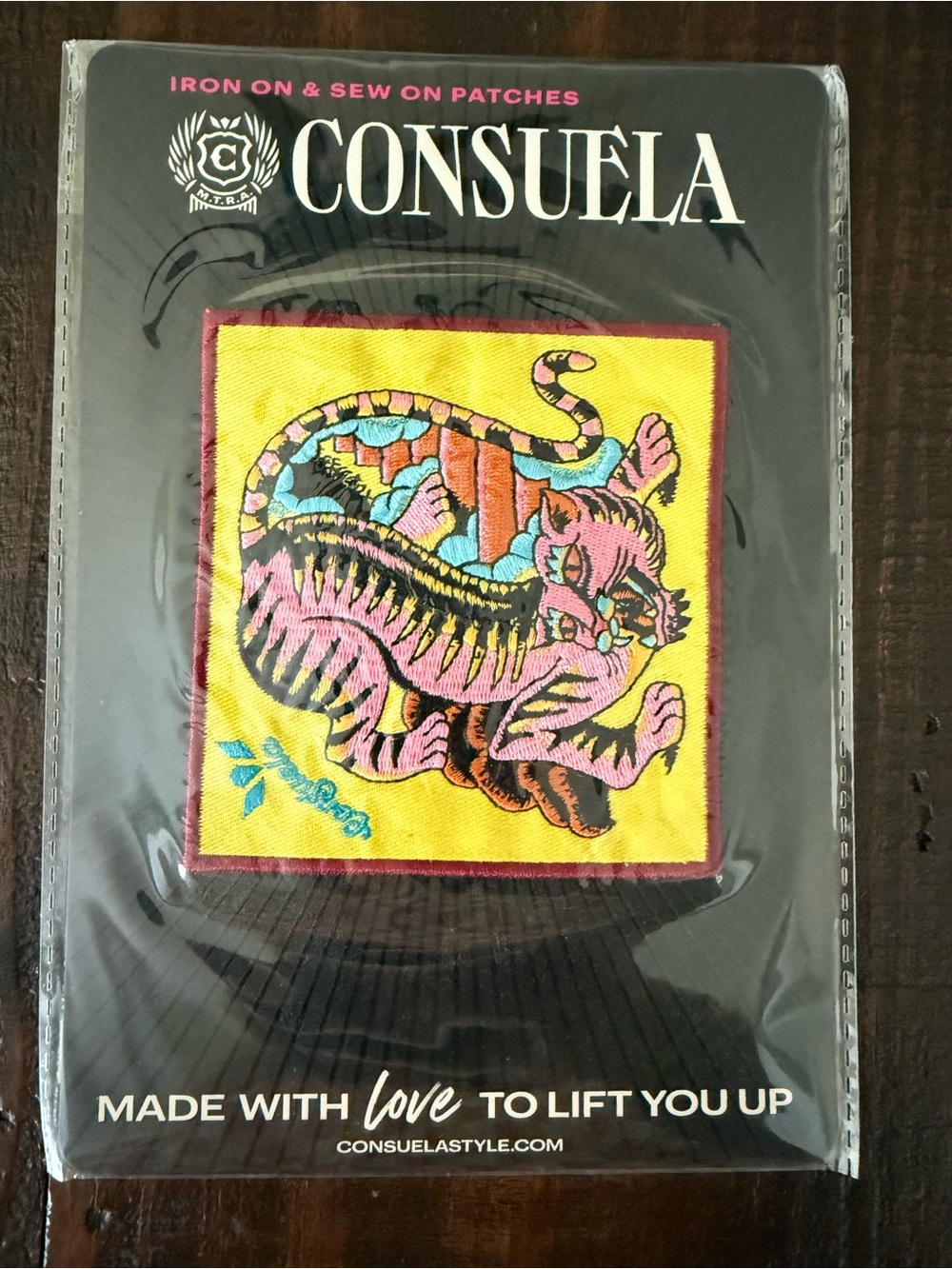 NWT Consuela Pink & Yellow Tiger Iron-On Sew-On Patch